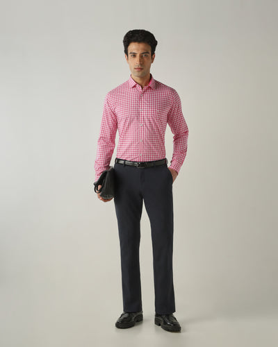Shirt Pink/White Slim Fit 100% Cotton
