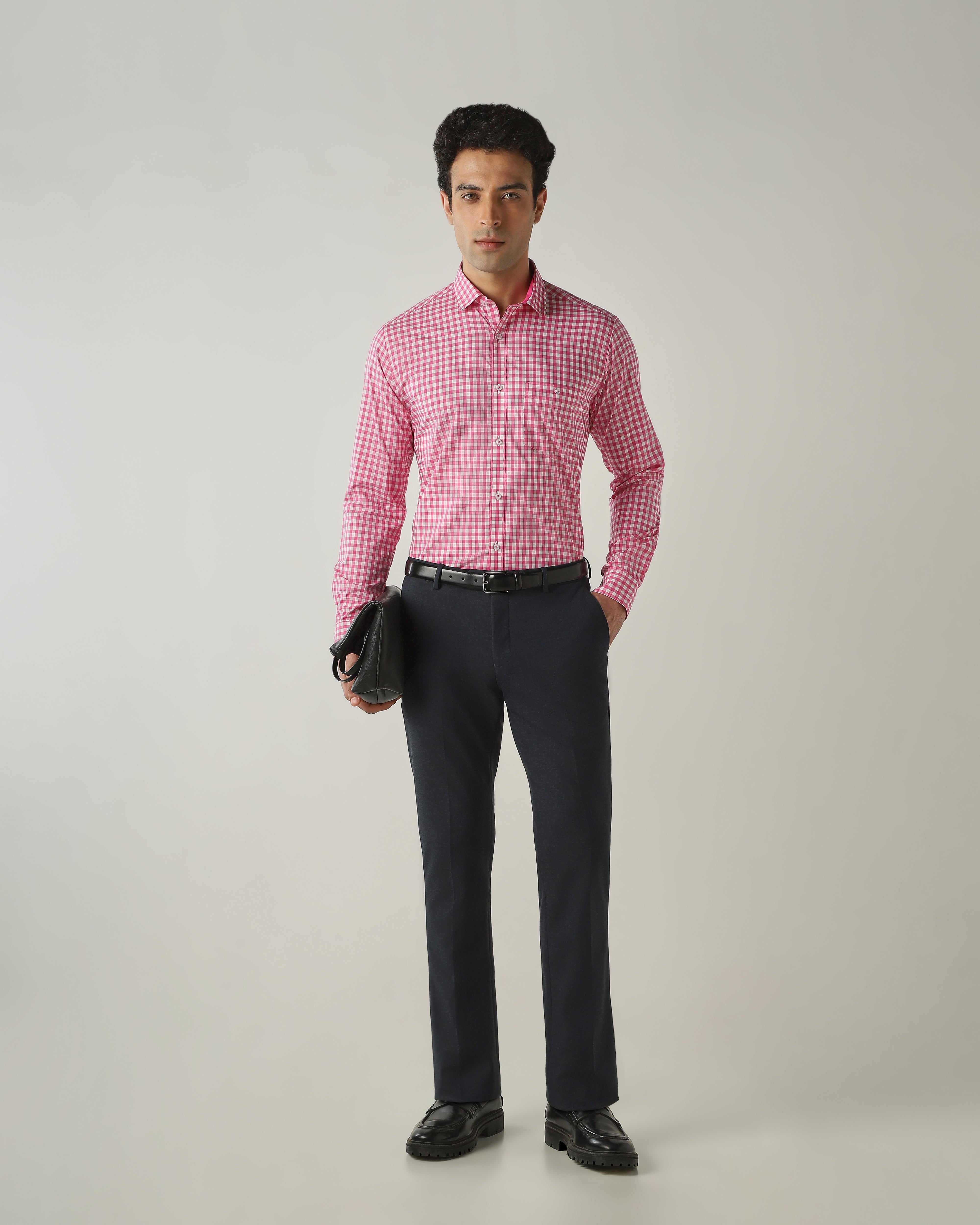 Shirt Pink/White Slim Fit 100% Cotton