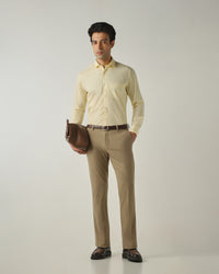 Shirt Yellow/White Slim Fit 100% Cotton