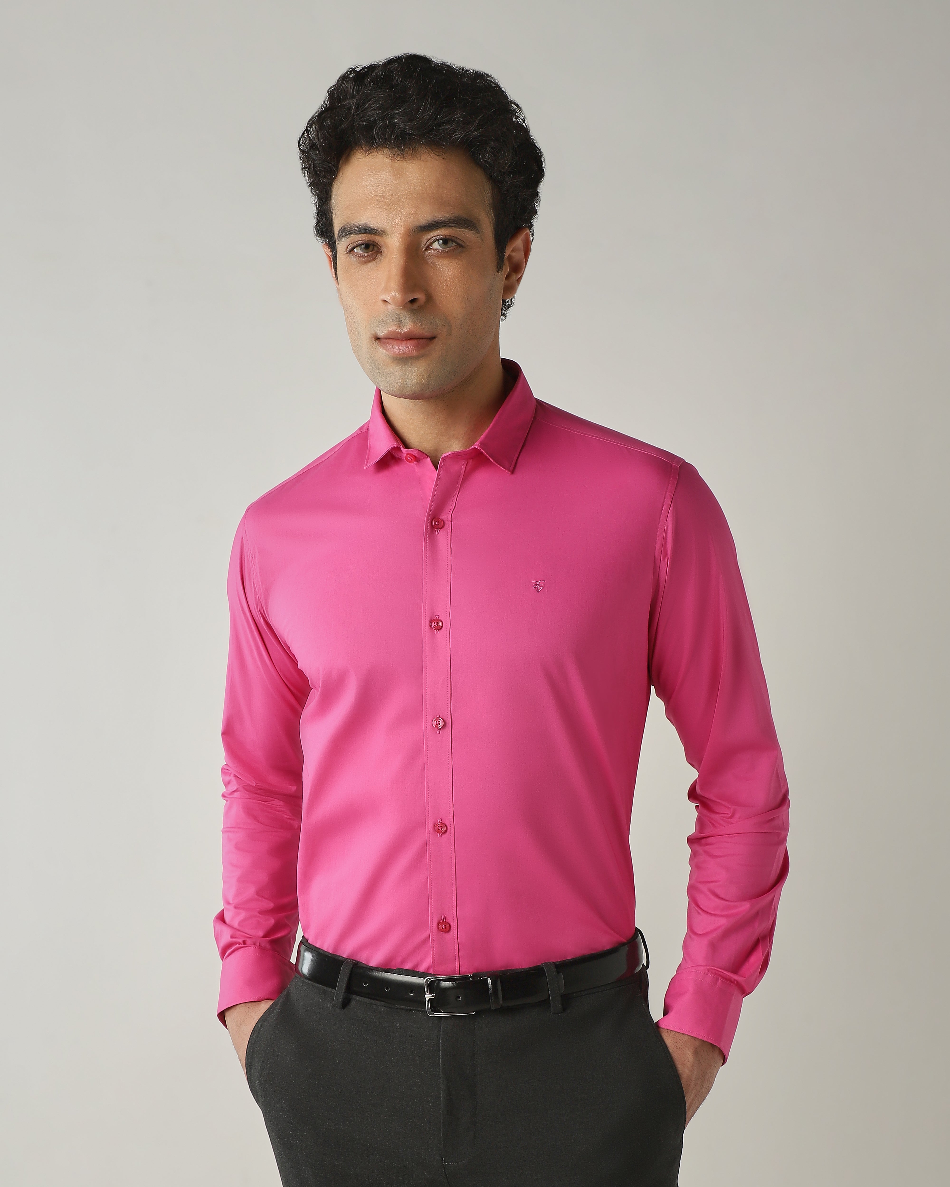 Shirt Majenta Slim Fit 100% Cotton