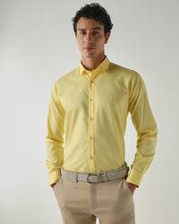 Men Slim Fit Shirts Yellow