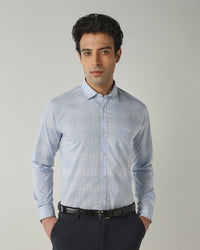 Shirt Blue/White Slim Fit 100% Cotton