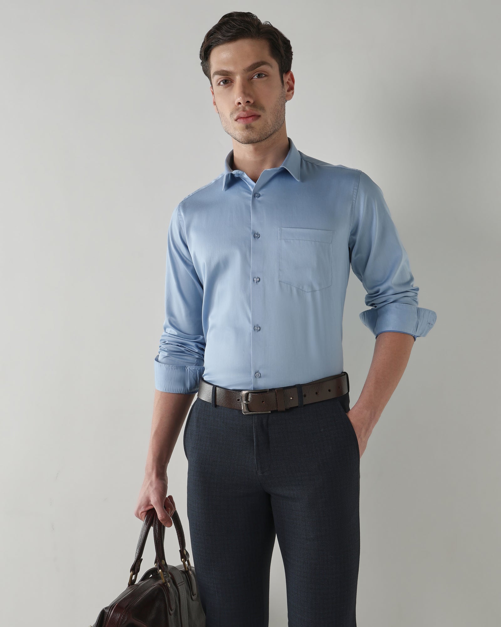 Men Slim Fit Shirt Sky Blue