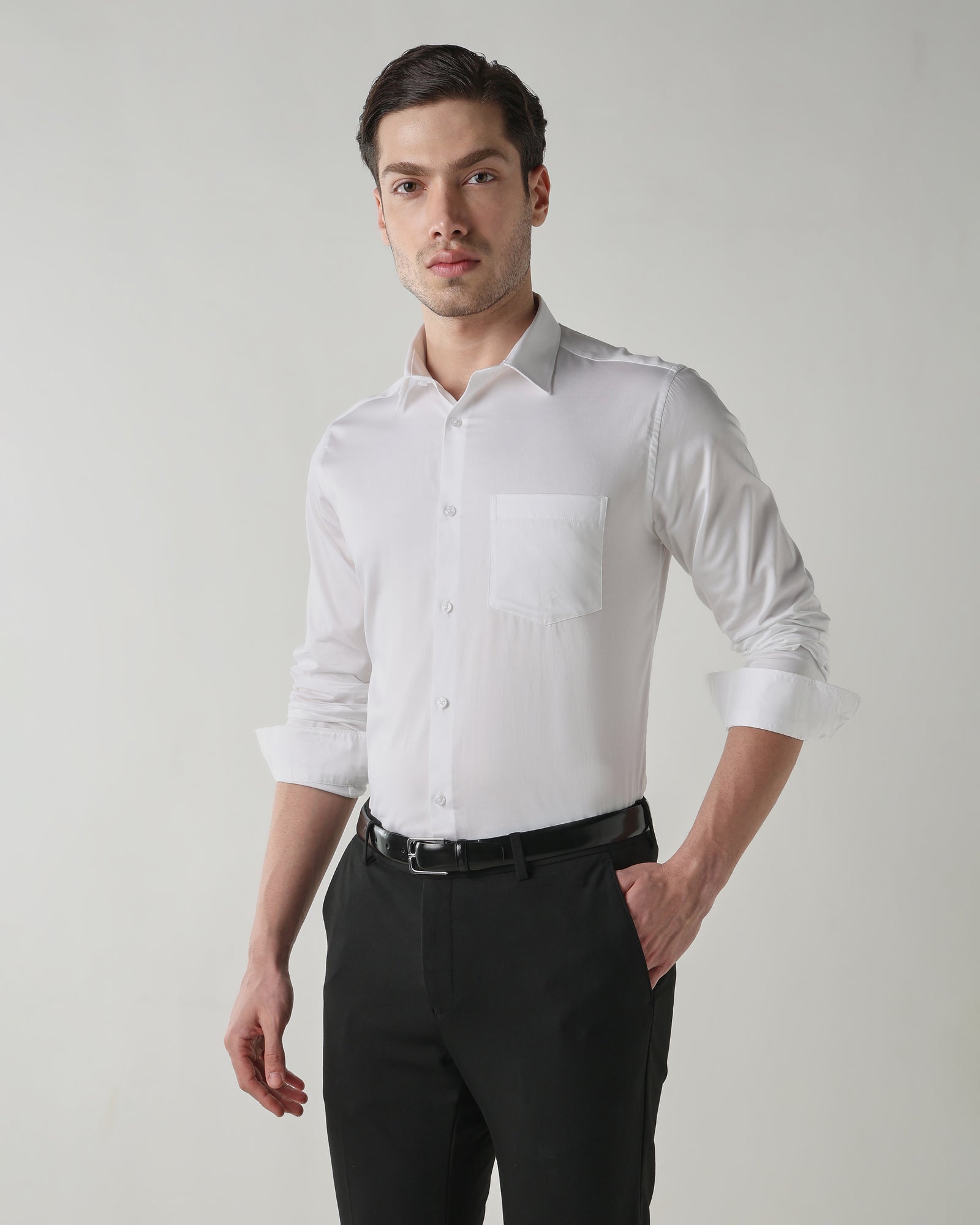 Men Slim Fit Shirt White