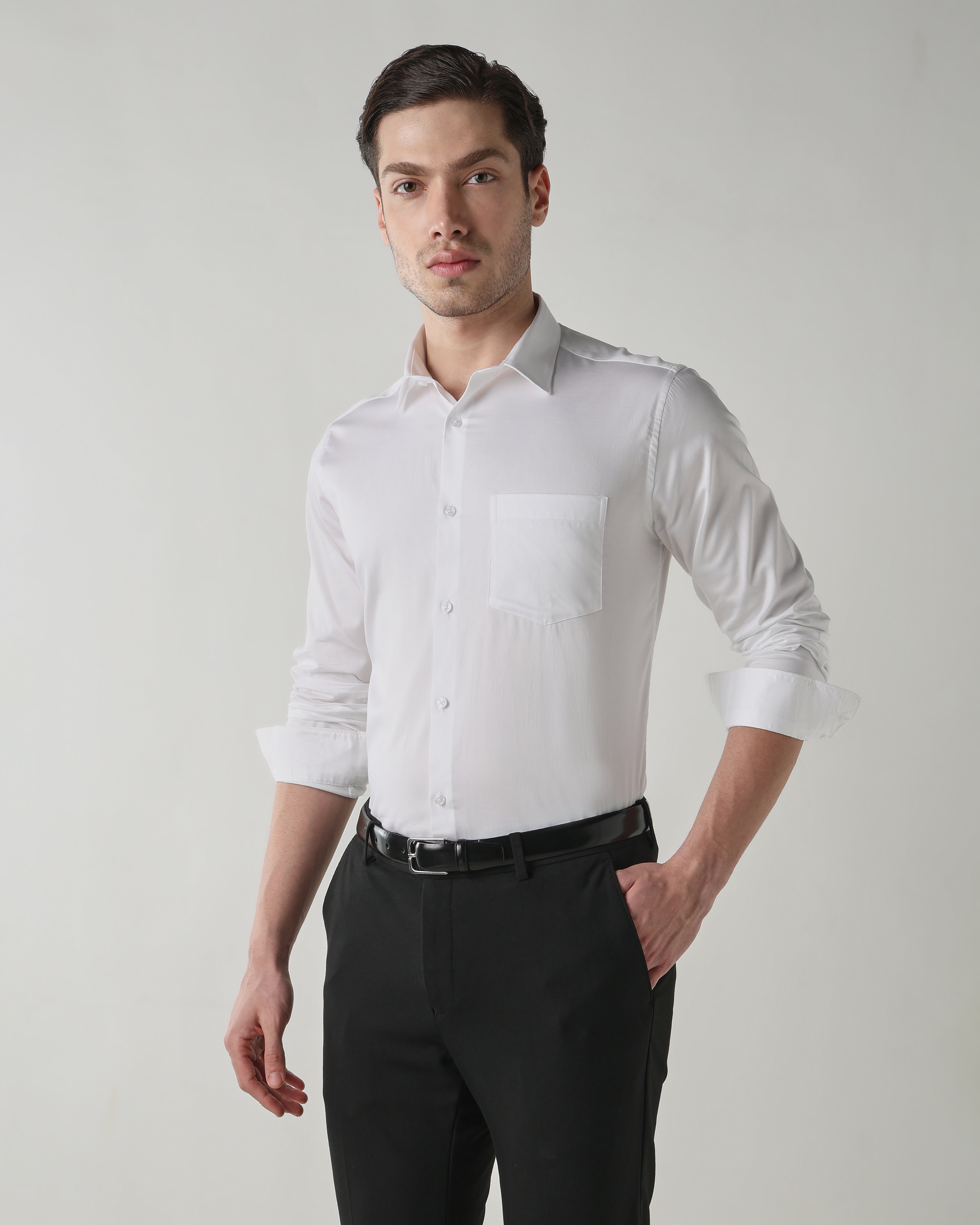 Men Slim Fit Shirt White