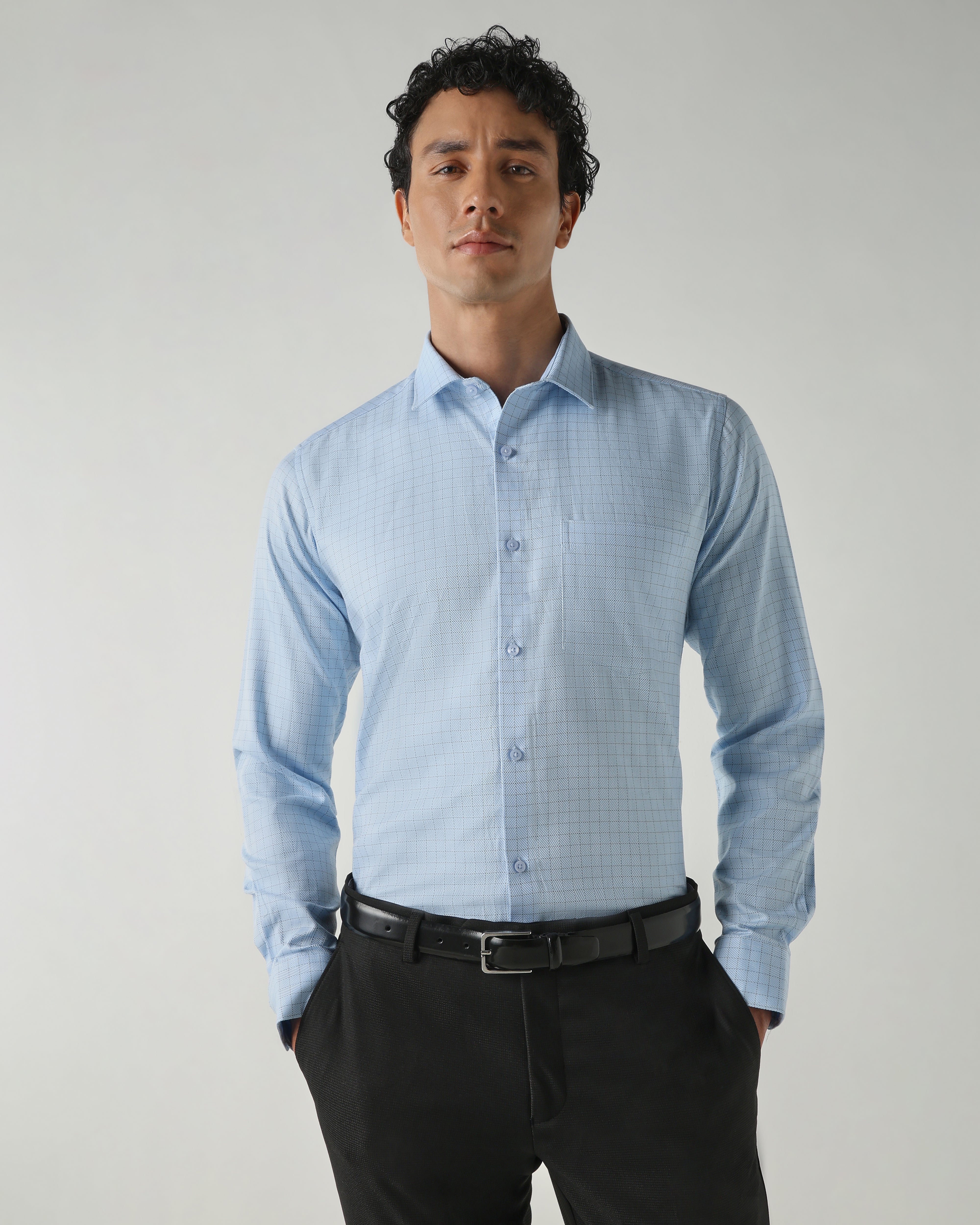 Men Slim Fit Shirts Blue