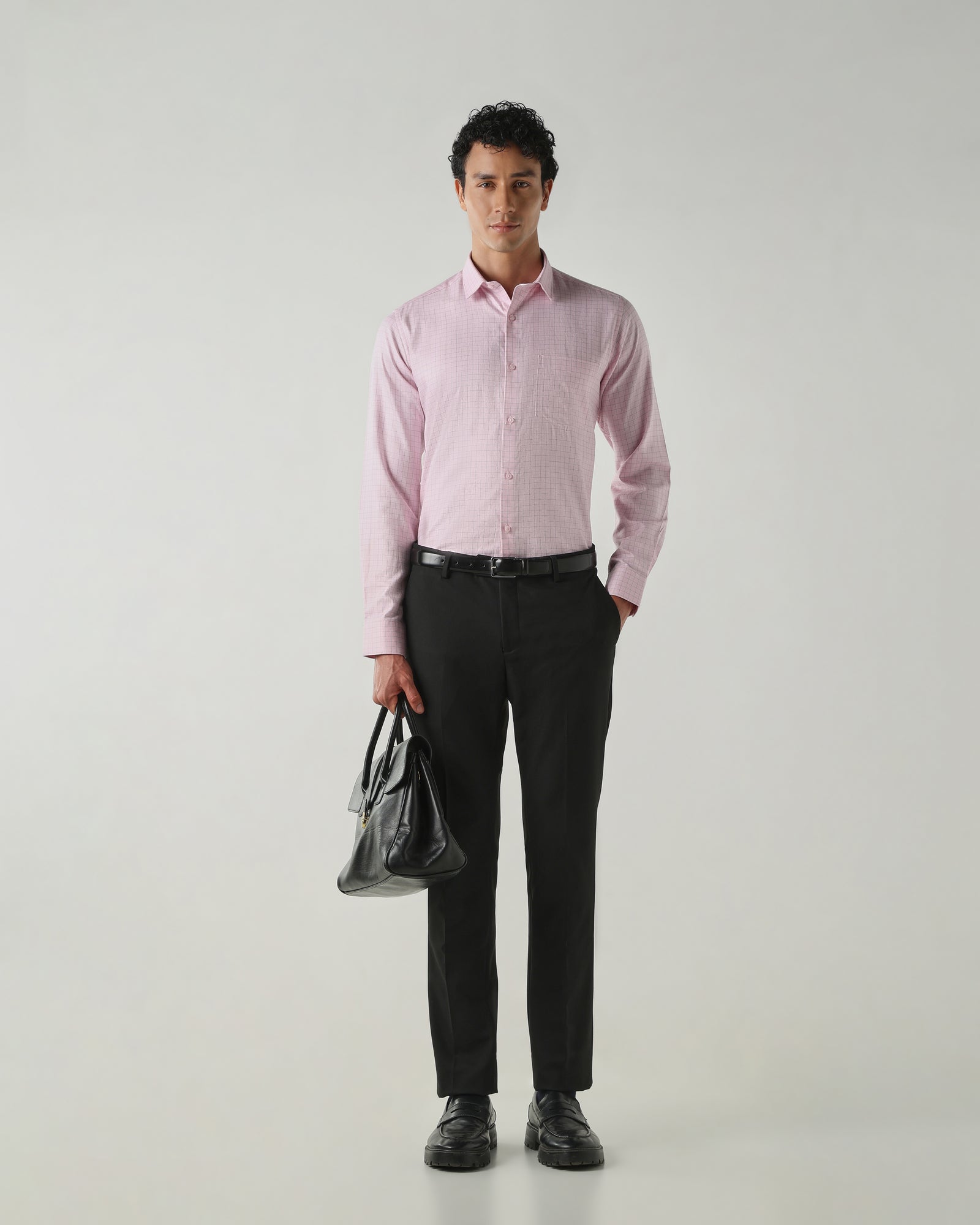 Men Slim Fit Shirts Pink