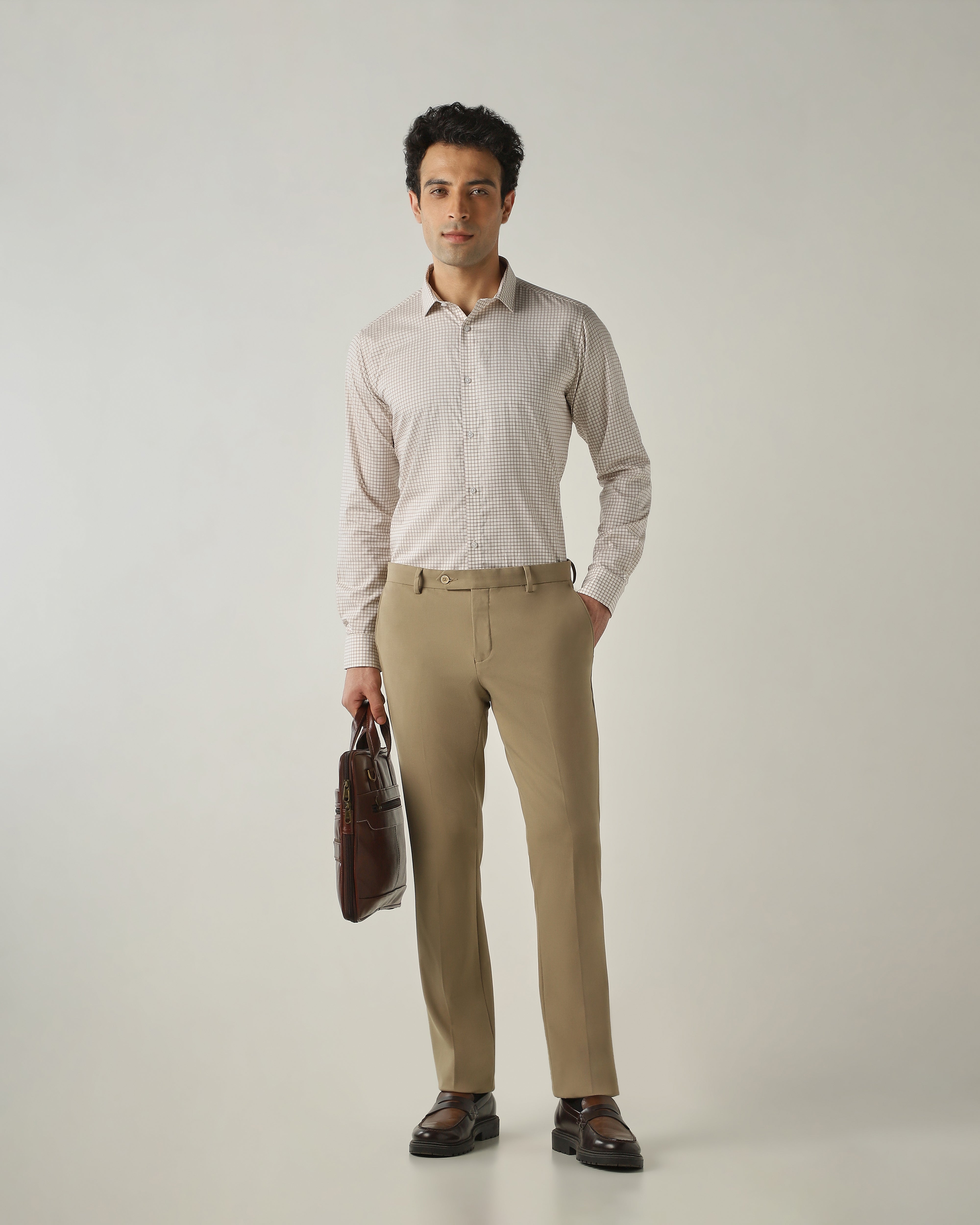Shirt Beige Slim Fit 100% Cotton