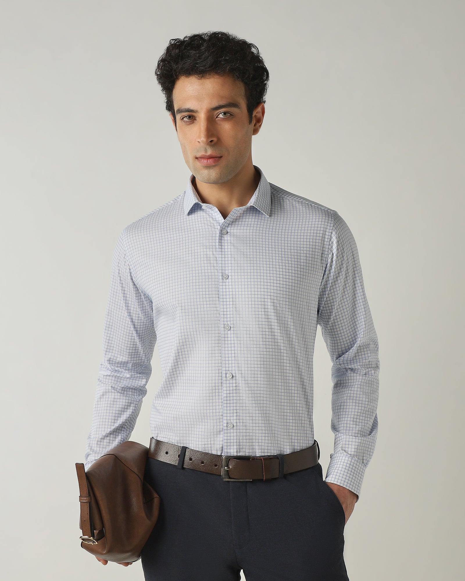 Shirt Blue Slim Fit 100% Cotton