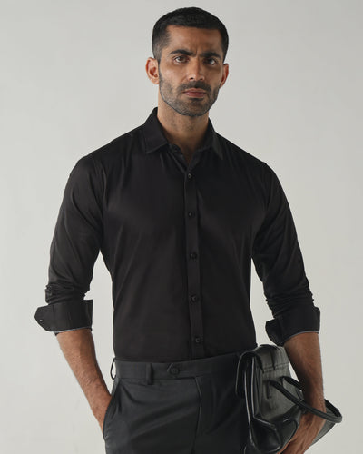 Black Slim fit Fashion Formal Shirts