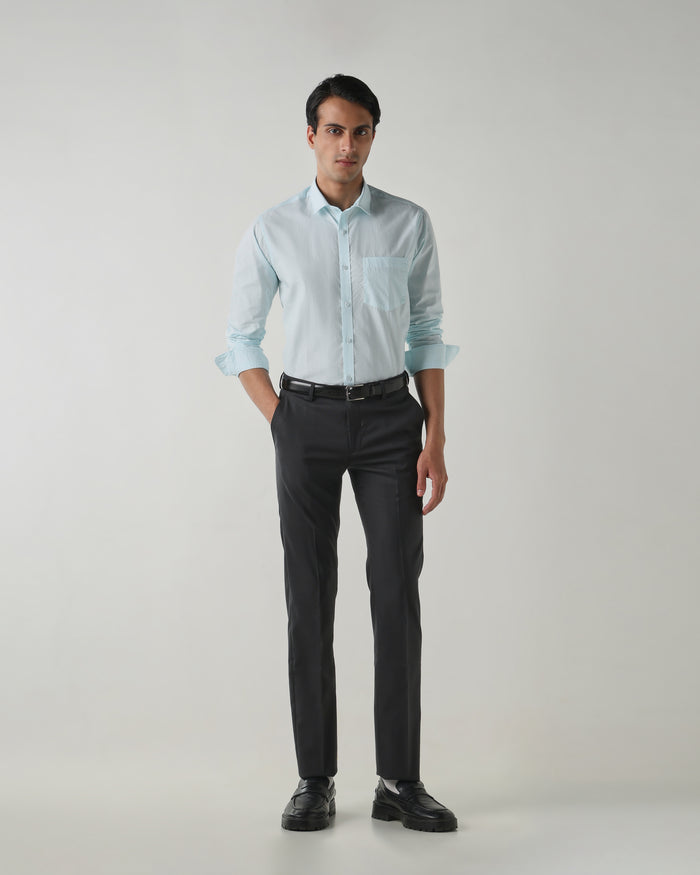 Men's Pure Cotton Stripe Stripe Slim Fit Full Sleeve Casual Shirt - White & Blue