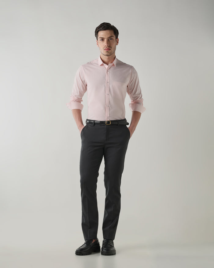 Men's Pure Cotton Stripe Stripe Slim Fit Full Sleeve Casual Shirt - White & Pink