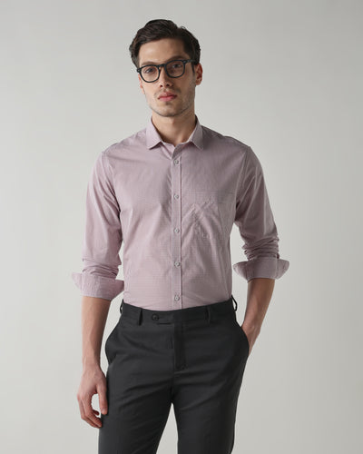 Men Regular Fit Shirt White/Maroon