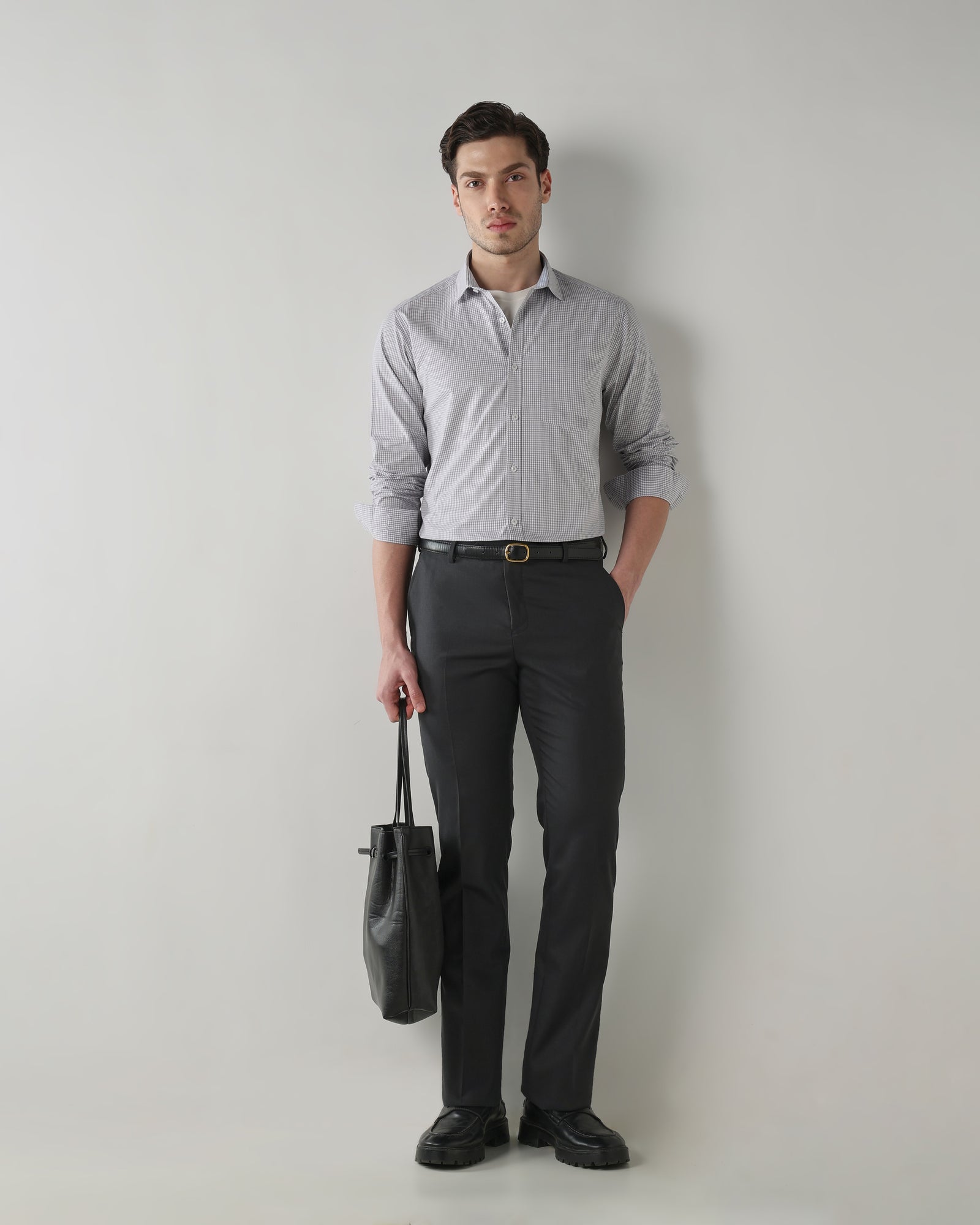 Men Regular Fit Shirt White/Mid Grey