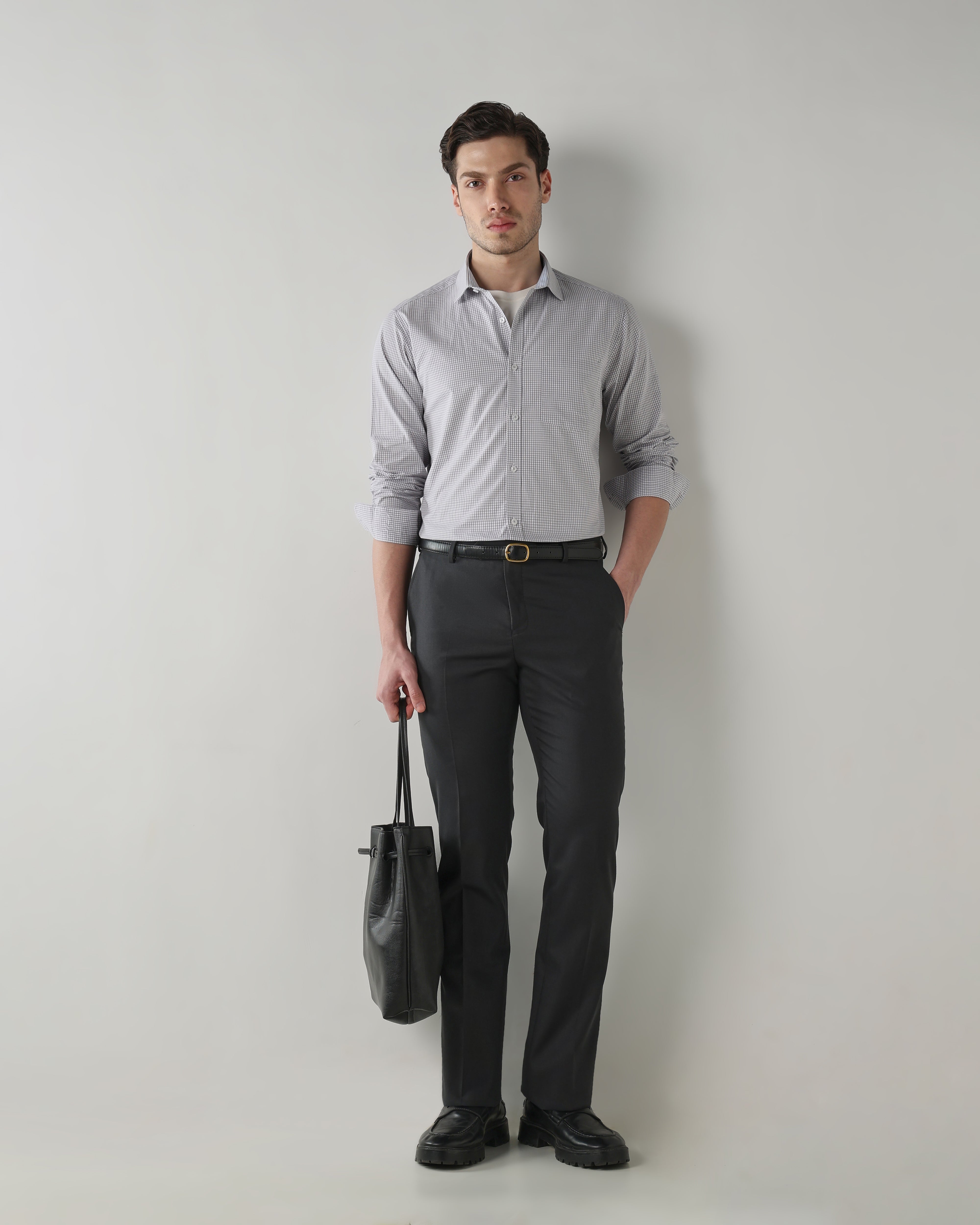 Men Regular Fit Shirt White/Mid Grey