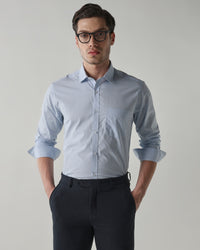 Men Regular Fit Shirt White/Sky Blue