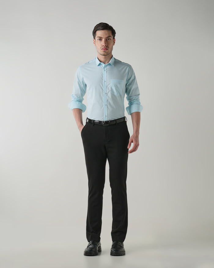 Men's Pure Cotton Checks Slim Fit Full Sleeve Casual Shirt - White & Blue