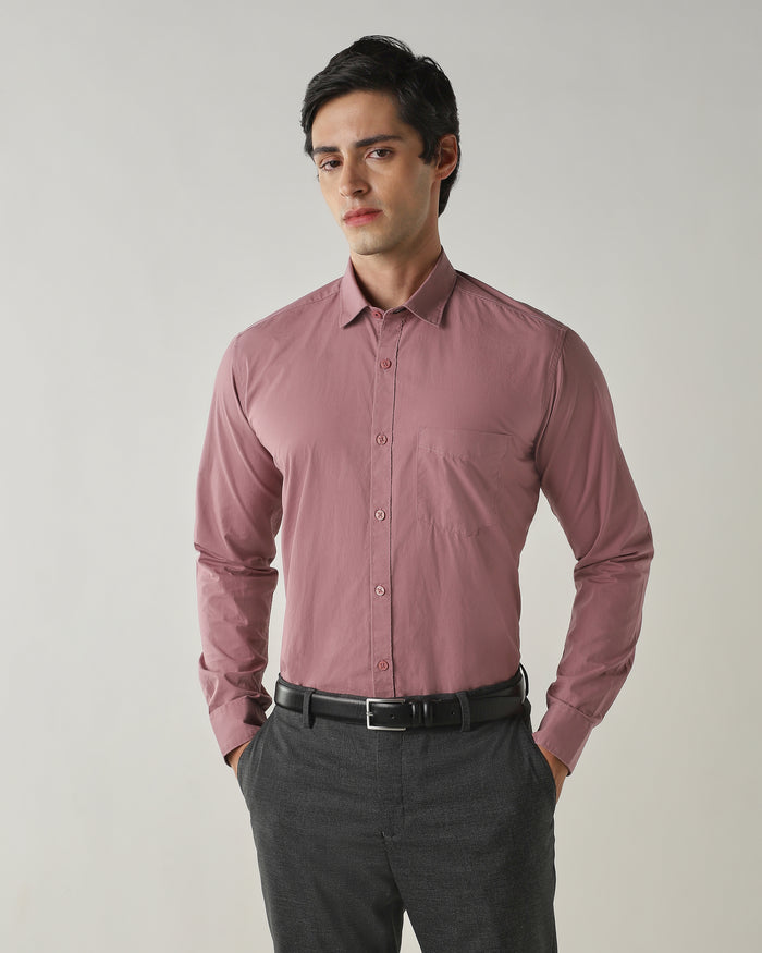 Men's Pure Cotton Plain Slim Fit Full Sleeve Casual Shirt - Beige