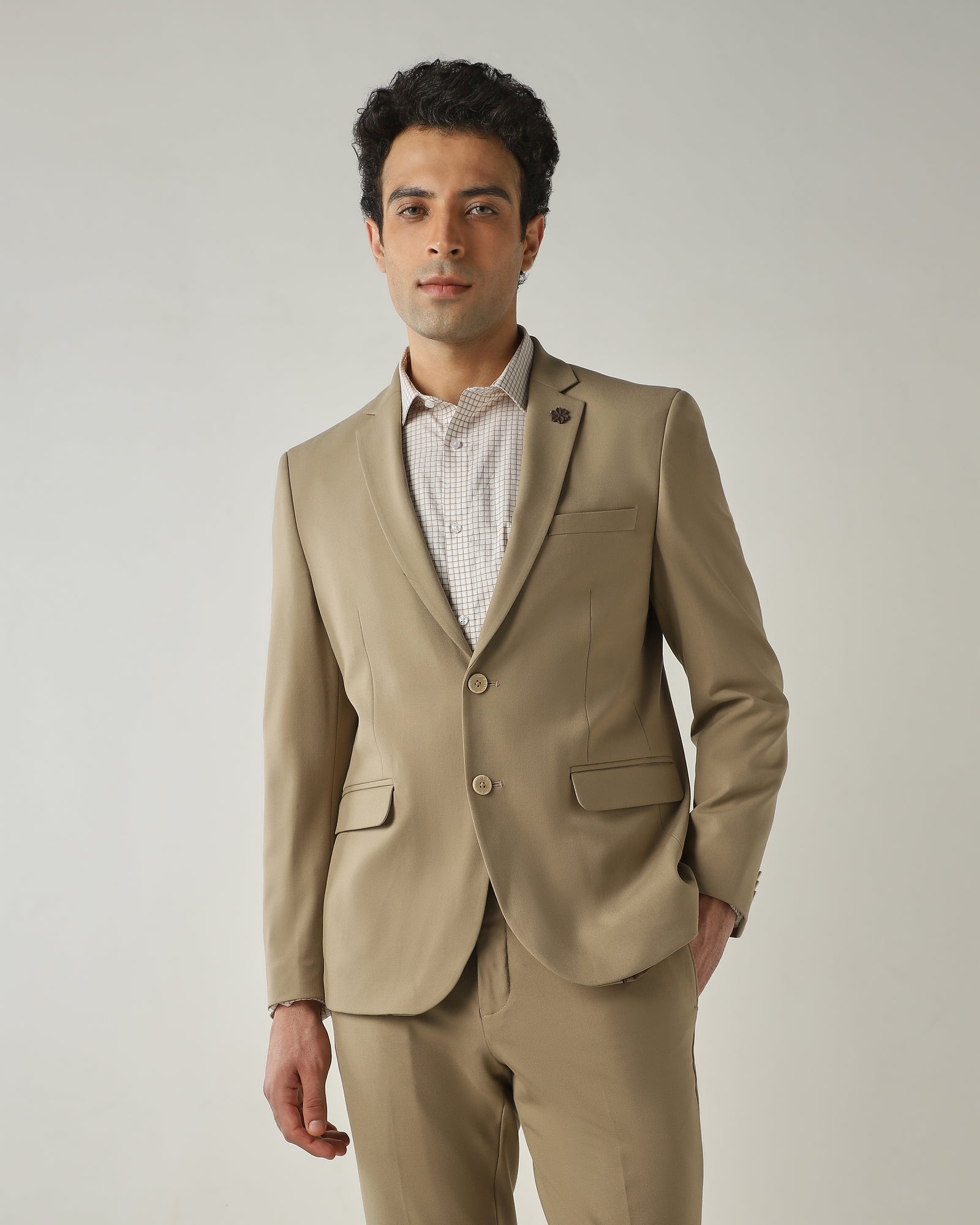 Blazer Beige Tailor Fit Polyviscose