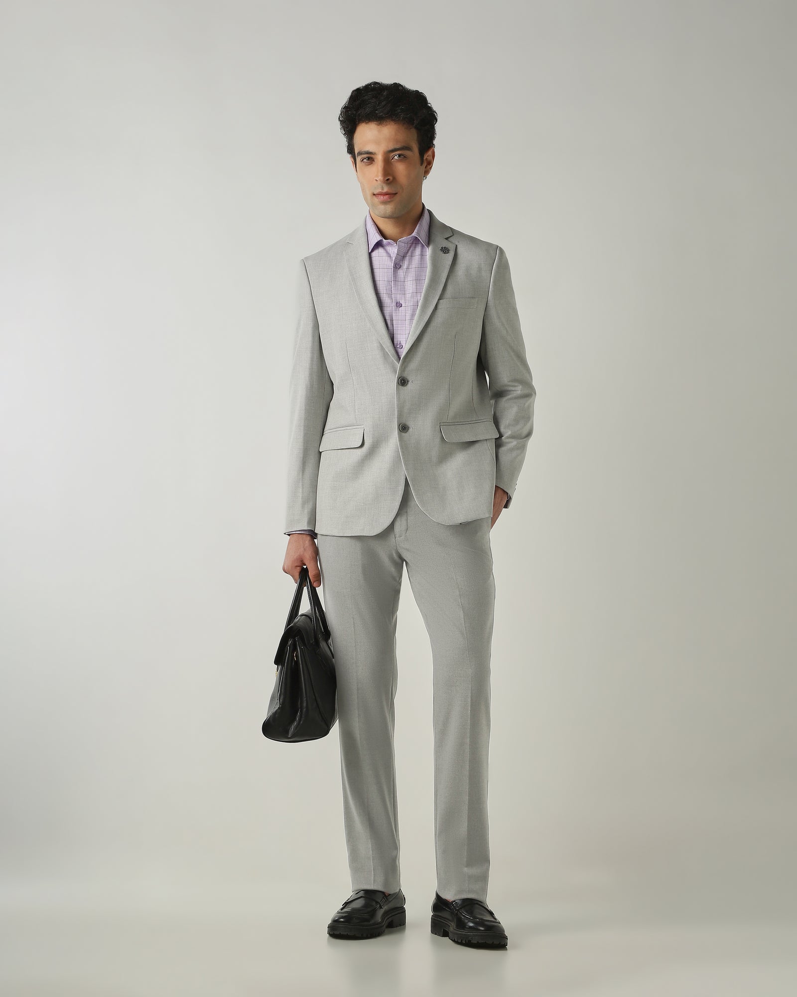 Blazer Lt Grey Tailor Fit Polyviscose