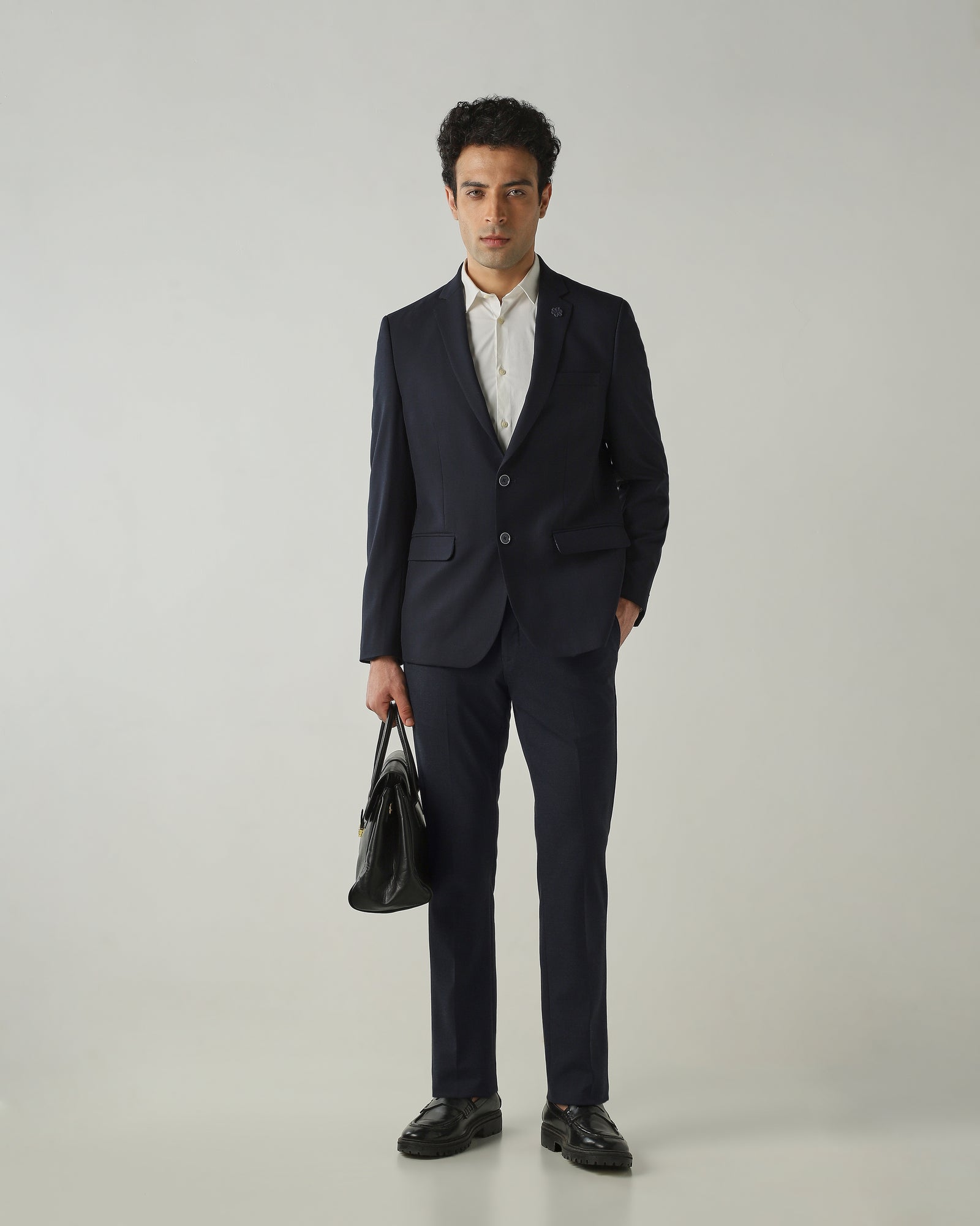 Blazer Navy Regular Fit Polyviscose