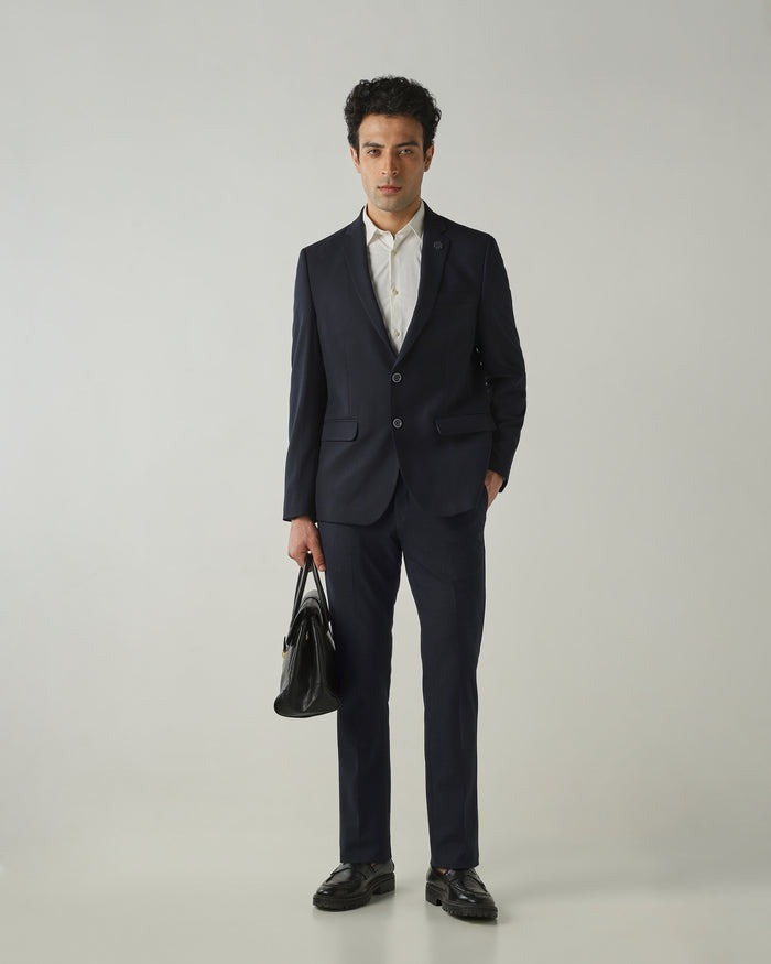 Blazer Navy Regular Fit Polyviscose