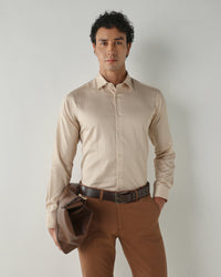 Men Slim Fit Shirts Cream