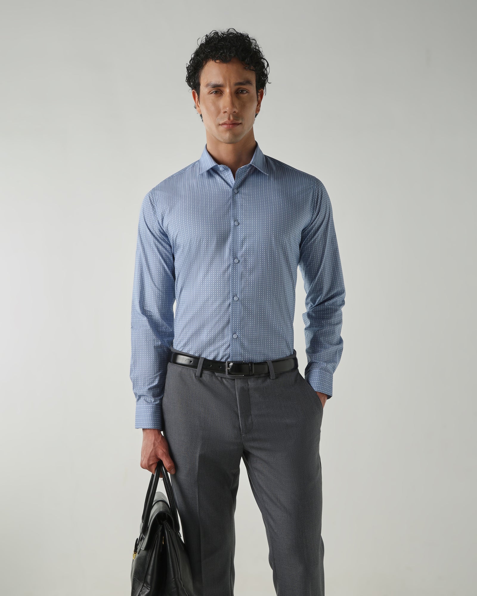 Men Slim Fit Shirts Blue