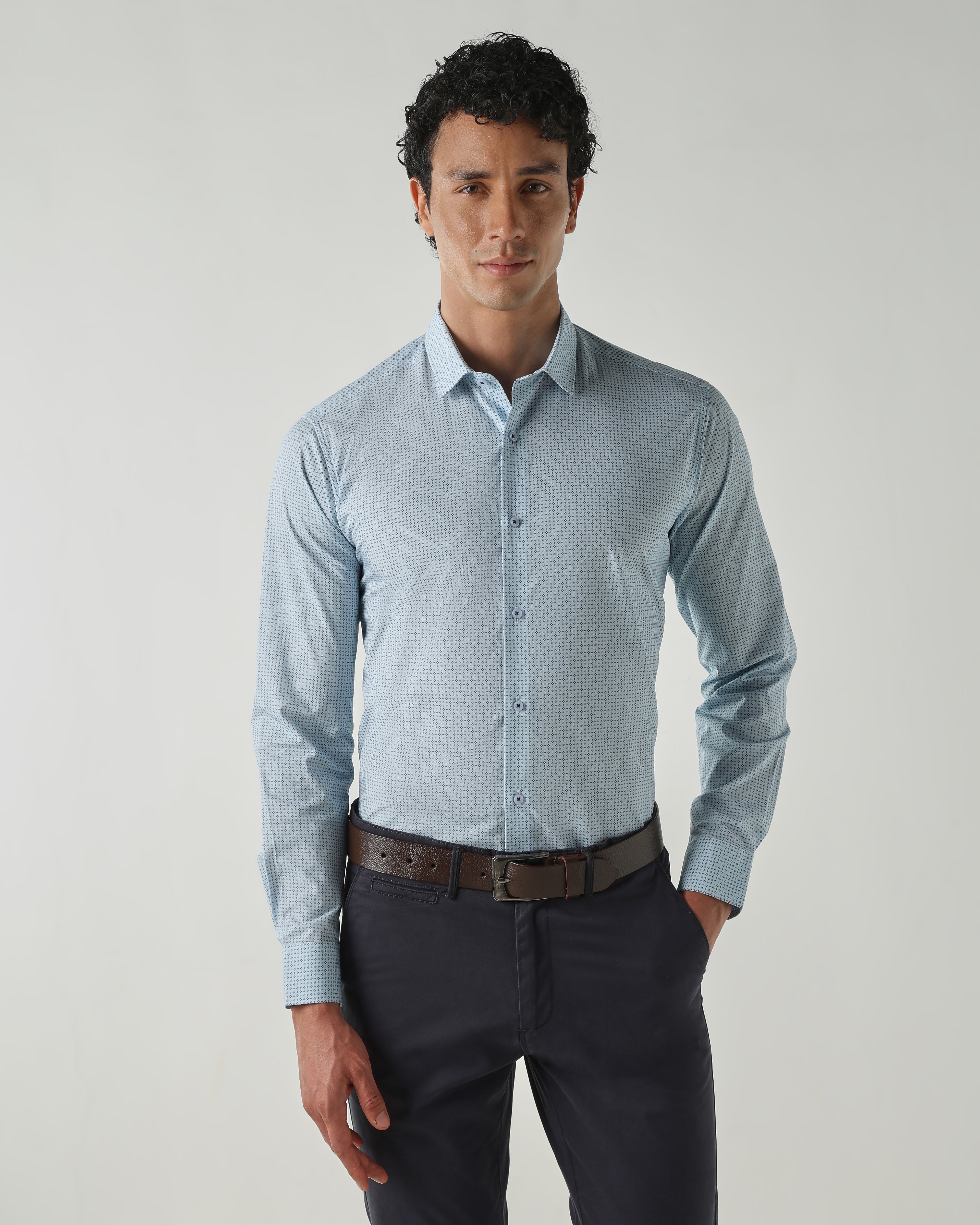Men Slim Fit Shirts Sky Blue