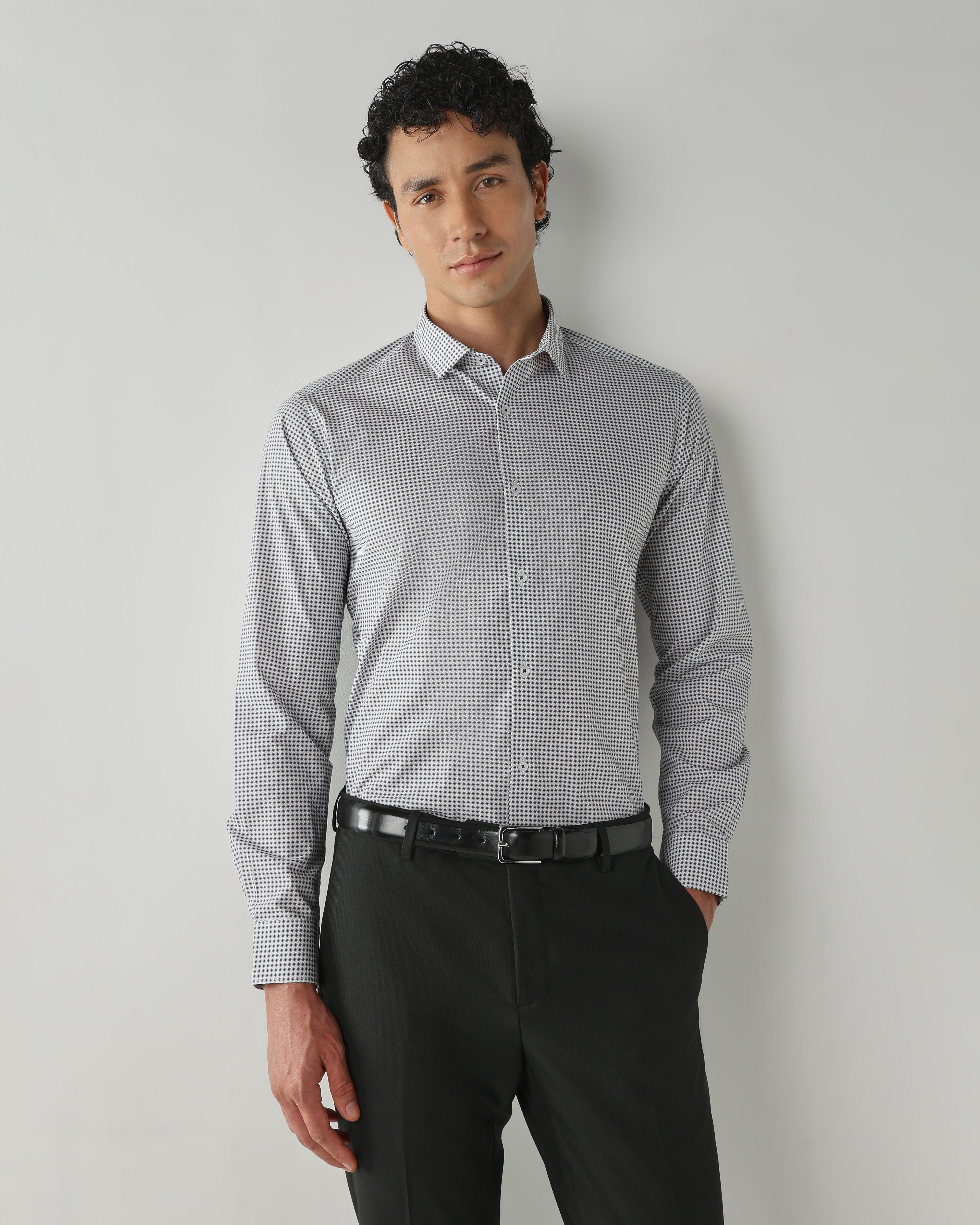 Men Slim Fit Shirts Black