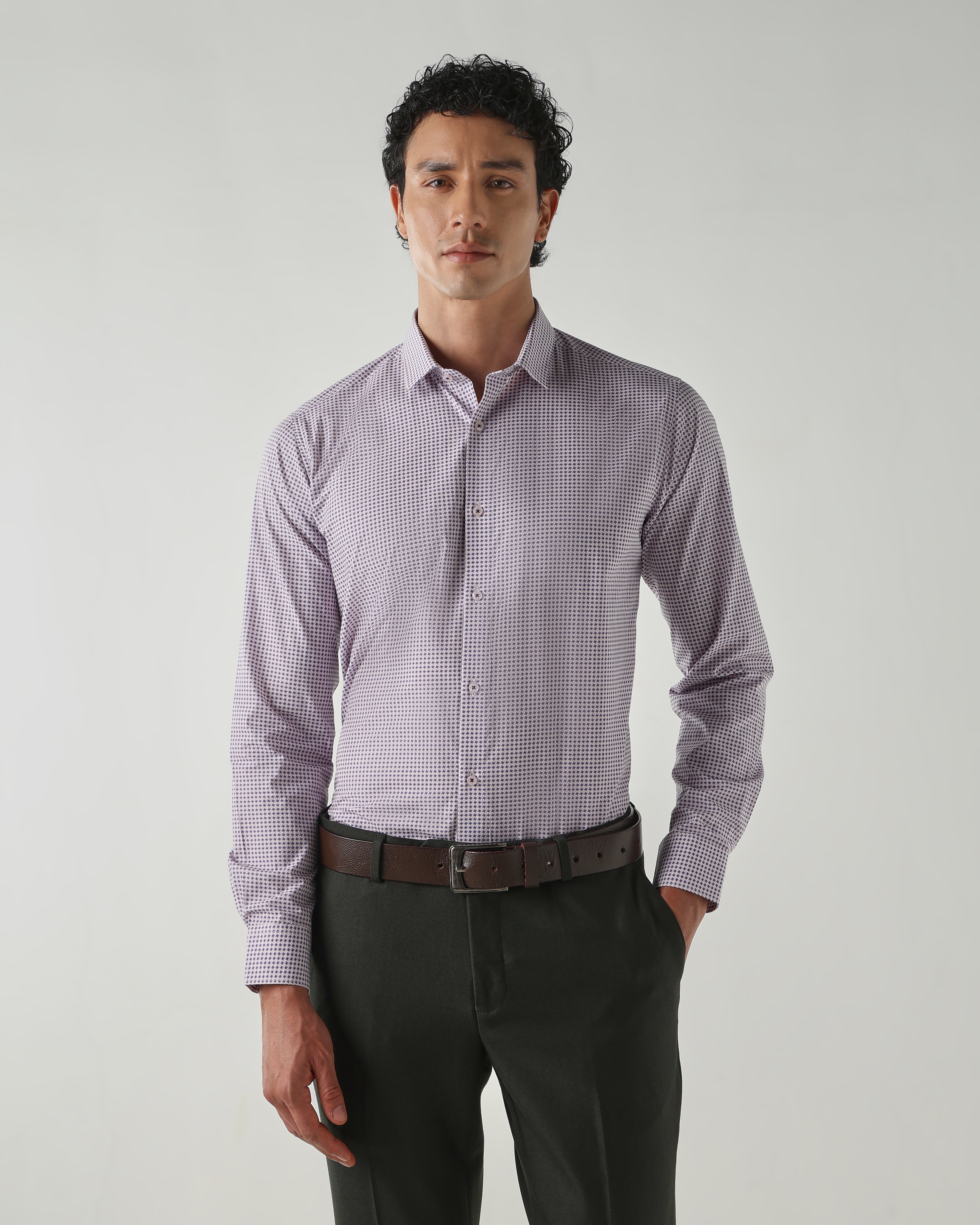 Men Slim Fit Shirts Purple