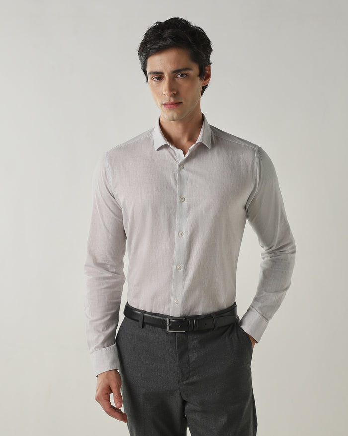 Men's Pure Cotton 30s slub Slim Fit Full Sleeve Formal Shirt - Green