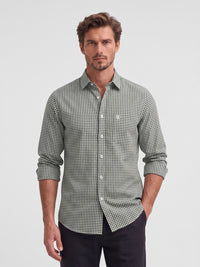 Men's Pure Cotton Checks Regular Fit Full Sleeve Casual Shirt - Green