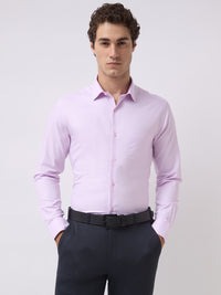 Men's Pure Cotton Solid Regular Fit Full Sleeve Formal Shirt - Pink