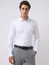 Men's Pure Cotton Solid Regular Fit Full Sleeve Formal Shirt - White