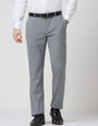 Grey Poly Viscose Elastane Plain Tailor Fit Smart Casual Trousers