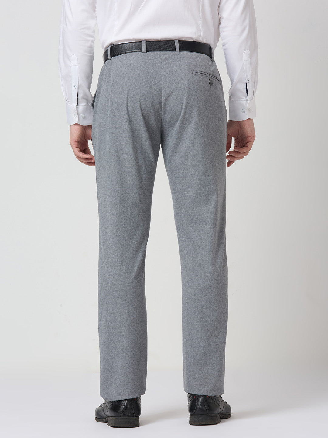 Black Poly Viscose Elastane Plain Tailor Fit Smart Casual Trousers