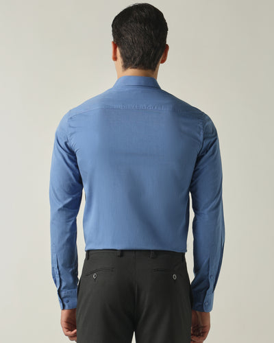 Men's Pure Cotton Fil-A-Fil Slim Fit Full Sleeve Formal Shirt - Dark Blue