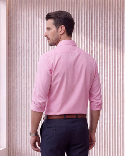 Men's Pure Cotton Fil-A-Fil Slim Fit Full Sleeve Formal Shirt - Pink