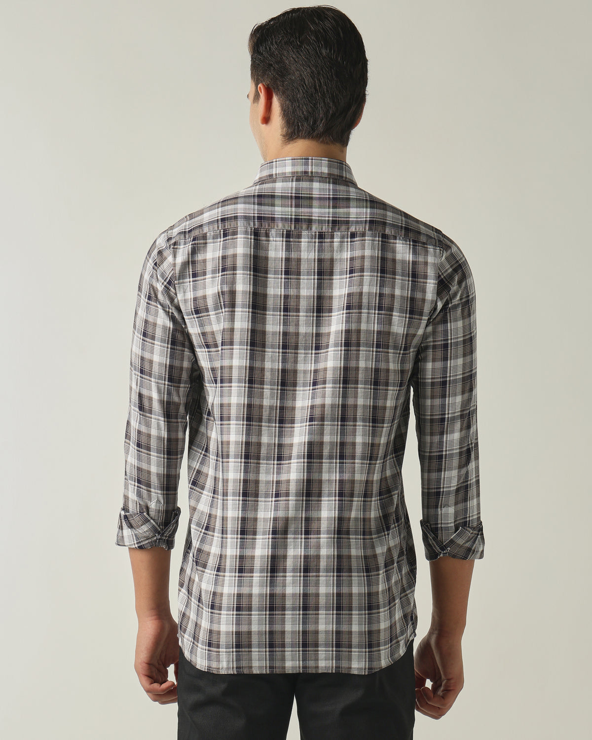 Men's Pure Cotton Checks Slim Fit Full Sleeve Casual Shirt - Beige