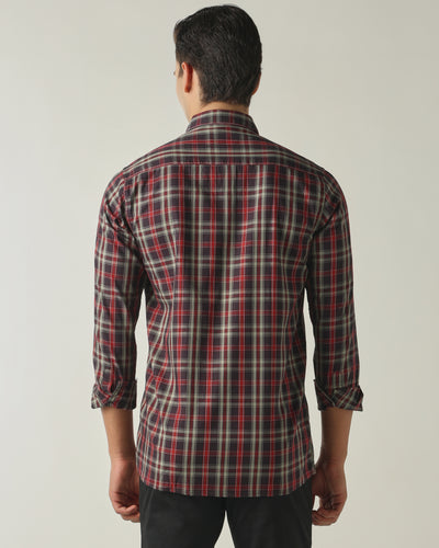 Men's Pure Cotton Checks Slim Fit Full Sleeve Casual Shirt - Blue