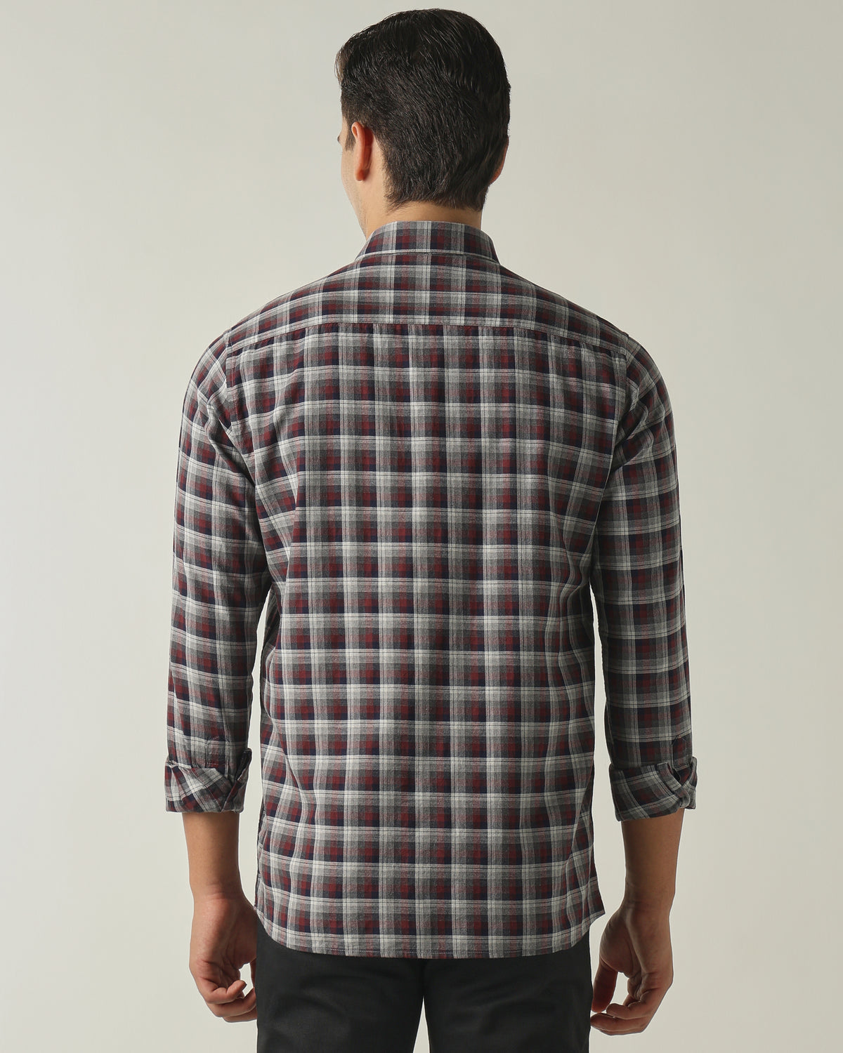 Men's Pure Cotton Checks Slim Fit Full Sleeve Casual Shirt - Maroon