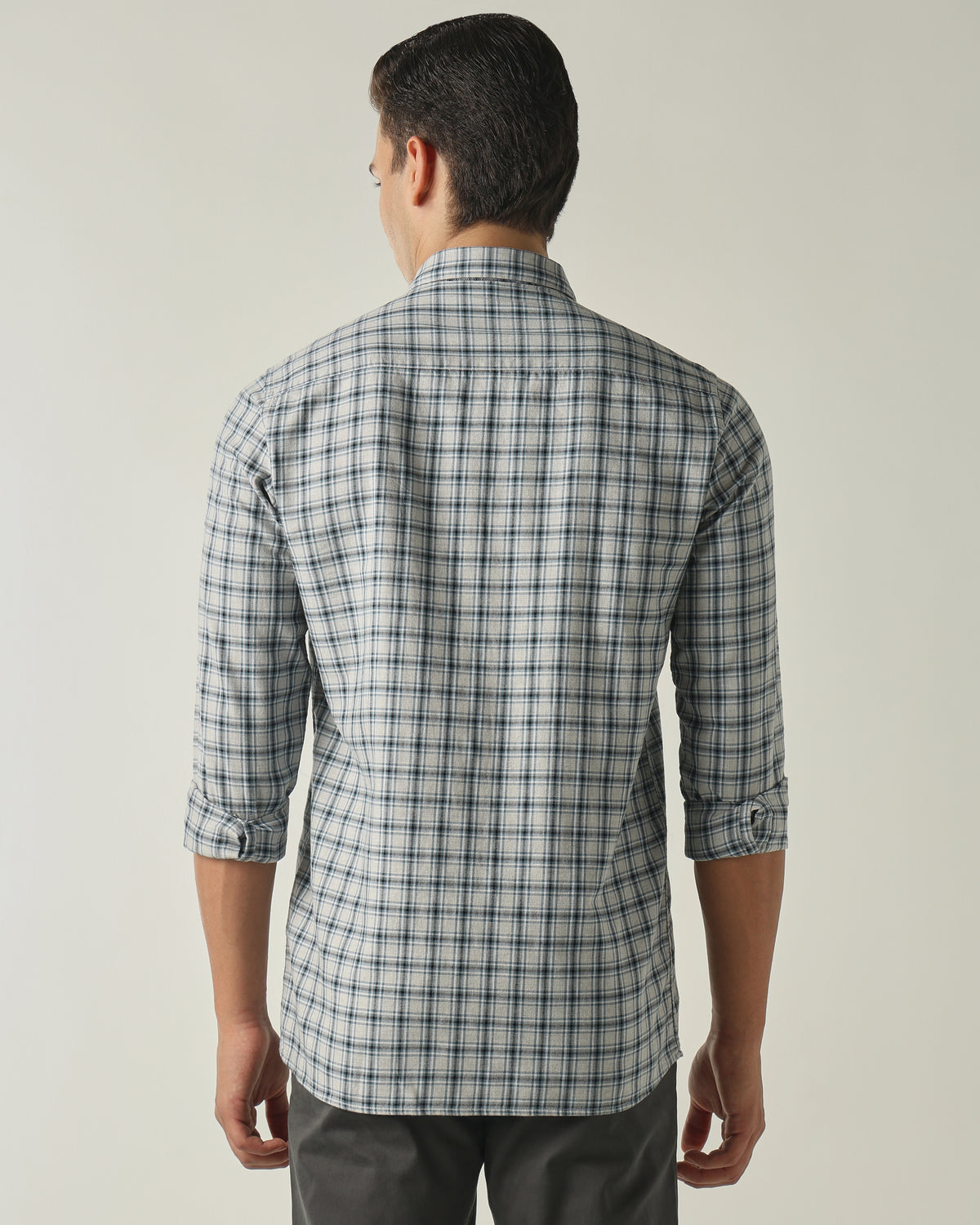 Men's Pure Cotton Checks Slim Fit Full Sleeve Casual Shirt - Turquoise