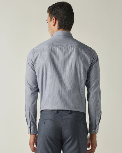 Men's Pure Cotton Checks Slim Fit Full Sleeve Formal Shirt - Blue