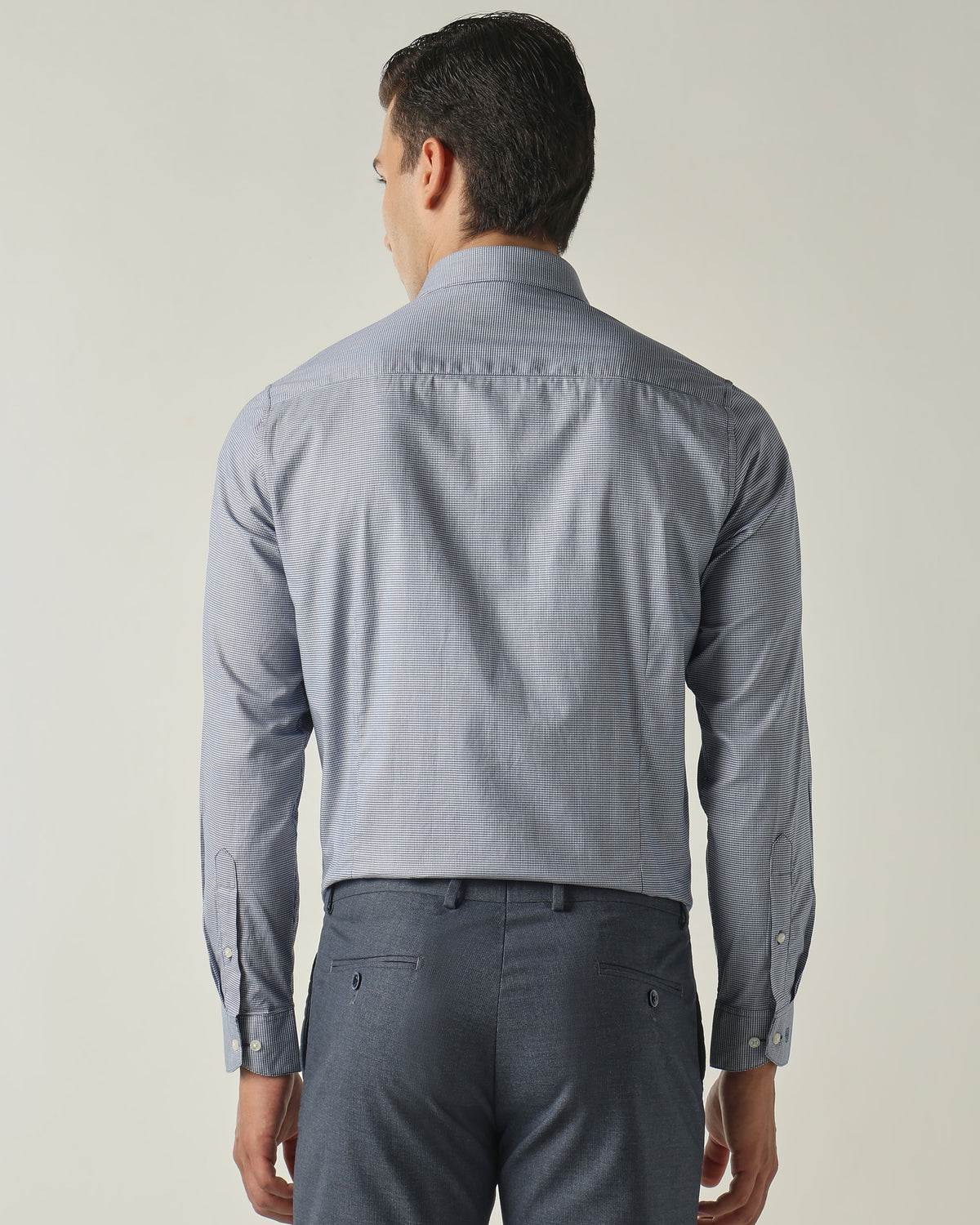 Men's Pure Cotton Checks Slim Fit Full Sleeve Formal Shirt - Blue