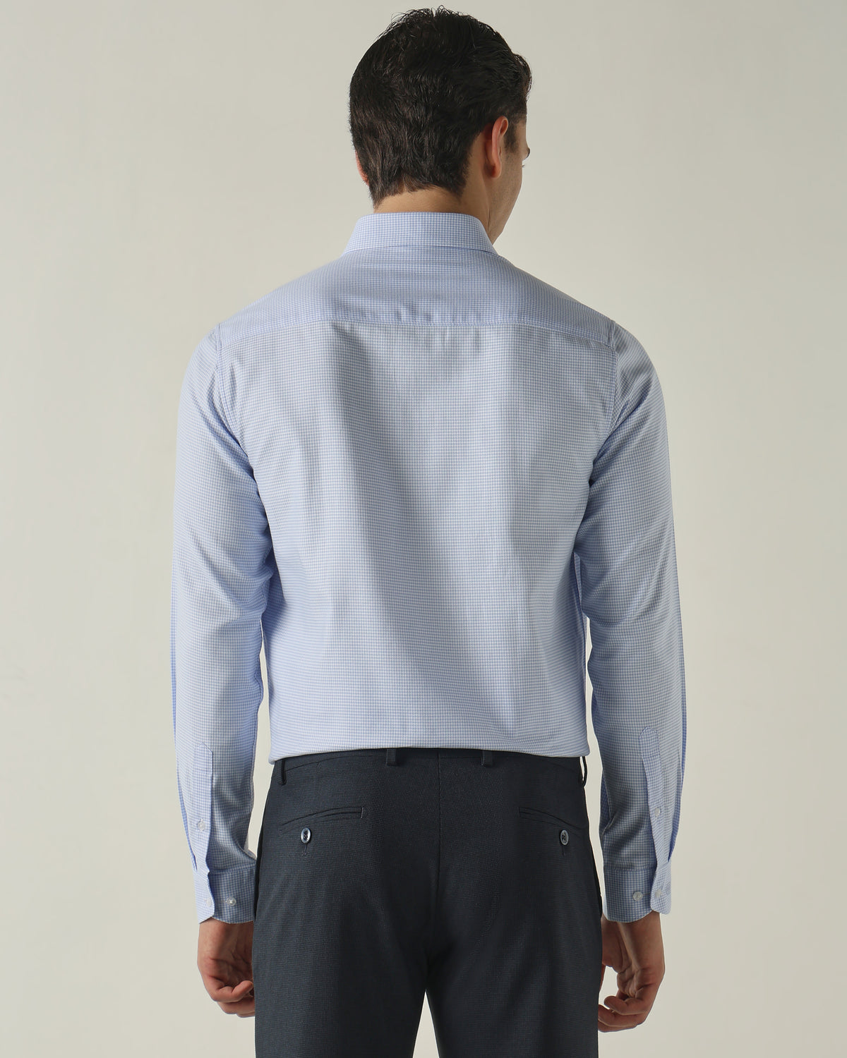 Men's Pure Cotton Dobby Solid Slim Fit Full Sleeve Formal Shirt - Blue