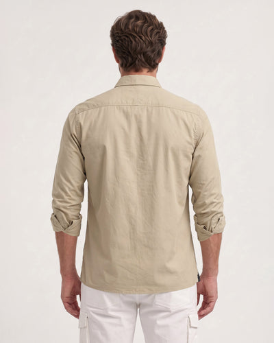 Men's Pure Cotton Solid Slim Fit Full Sleeve Casual Shirt - Khaki