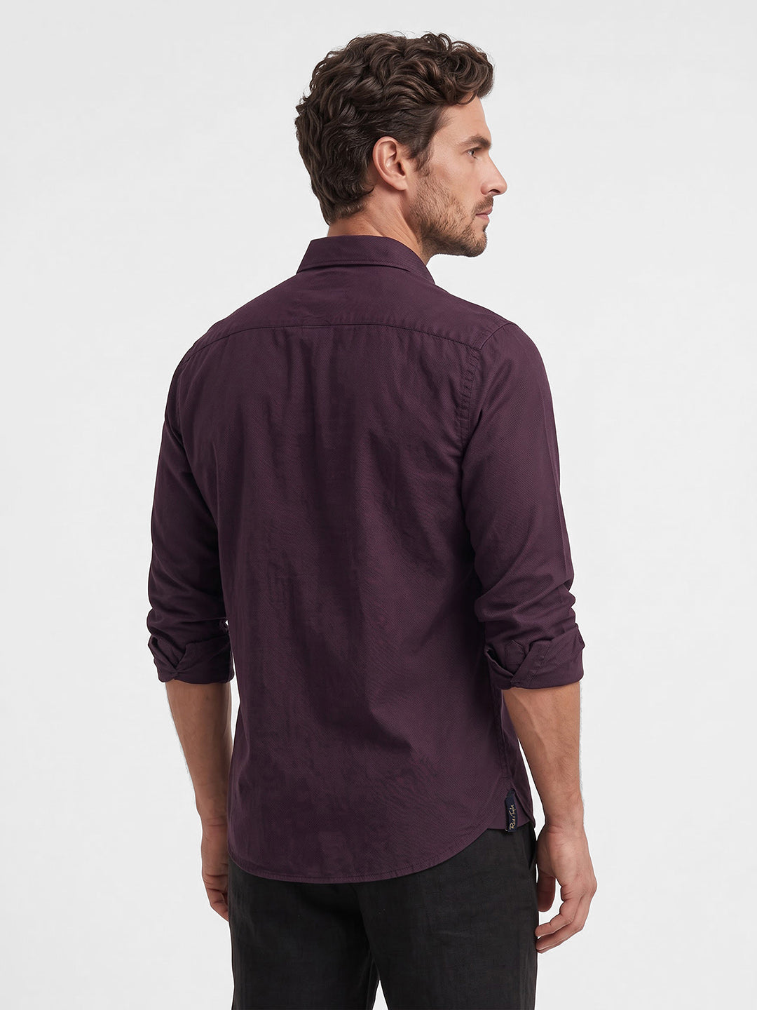 Men's Pure Cotton Solid Slim Fit Full Sleeve Casual Shirt - Maroon