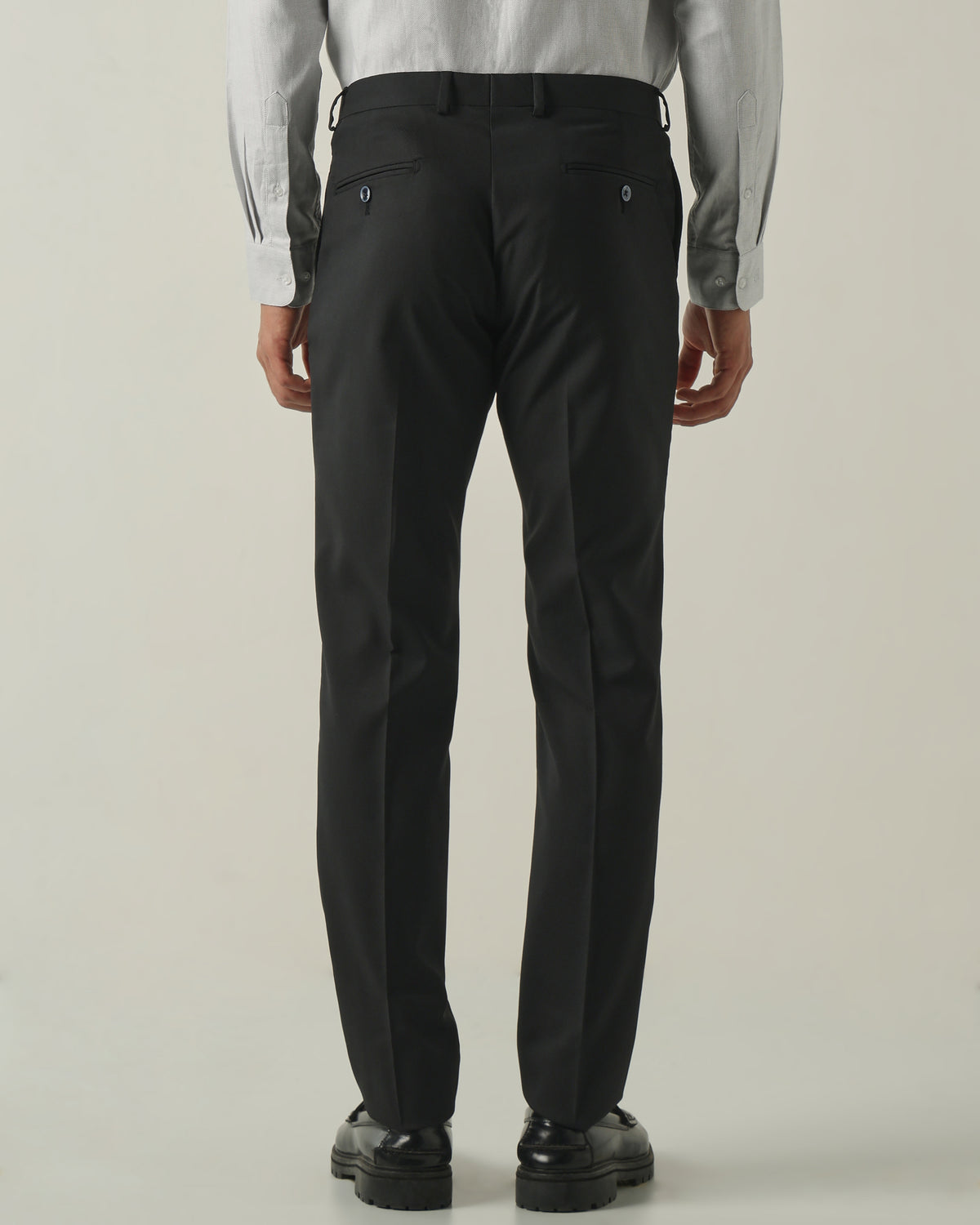 Men's Solid Poly Viscose Elastane Regular Fit Formal Trousers - Black
