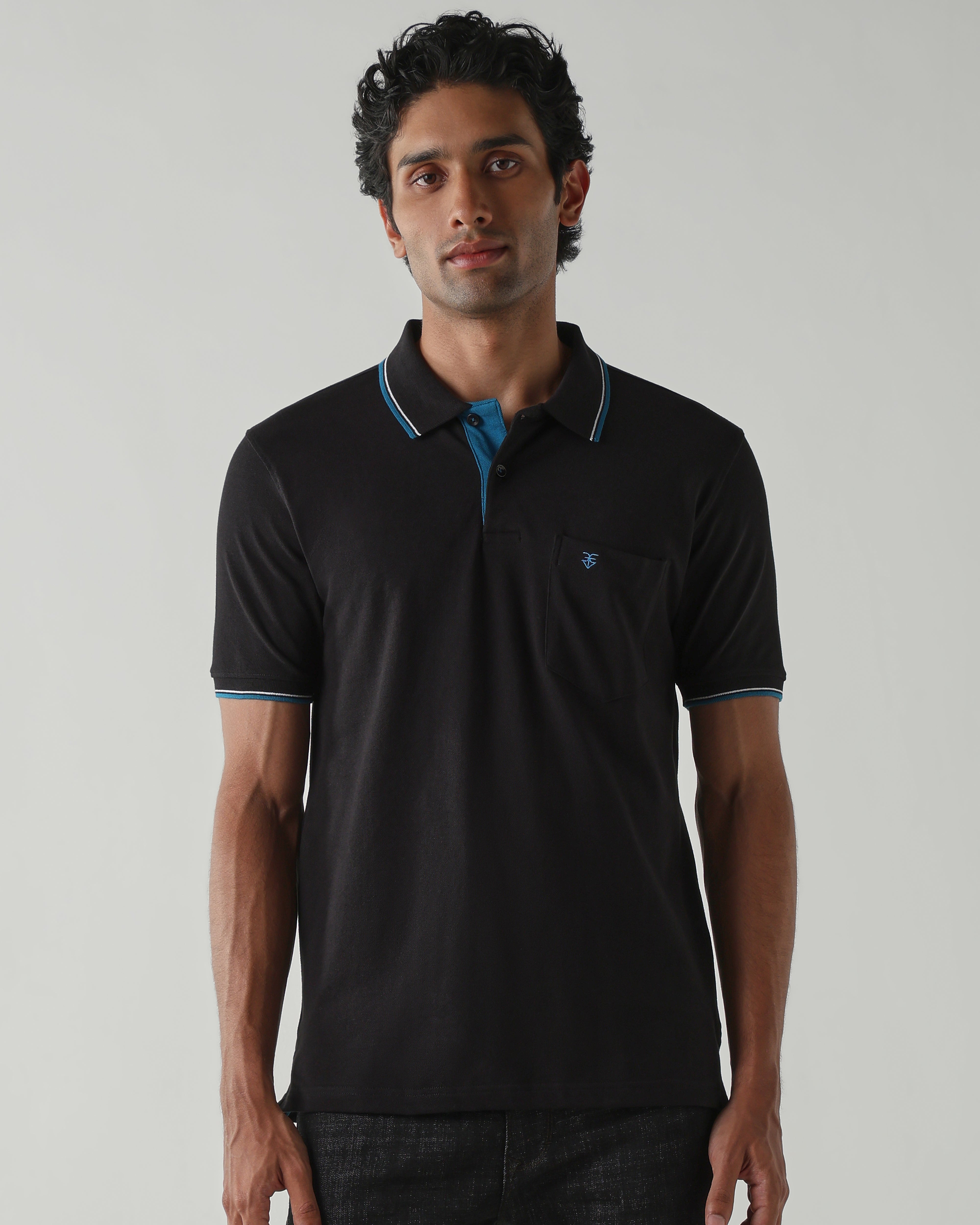 Topwear Premium Pique Knit Fabric T-Shirts – Black